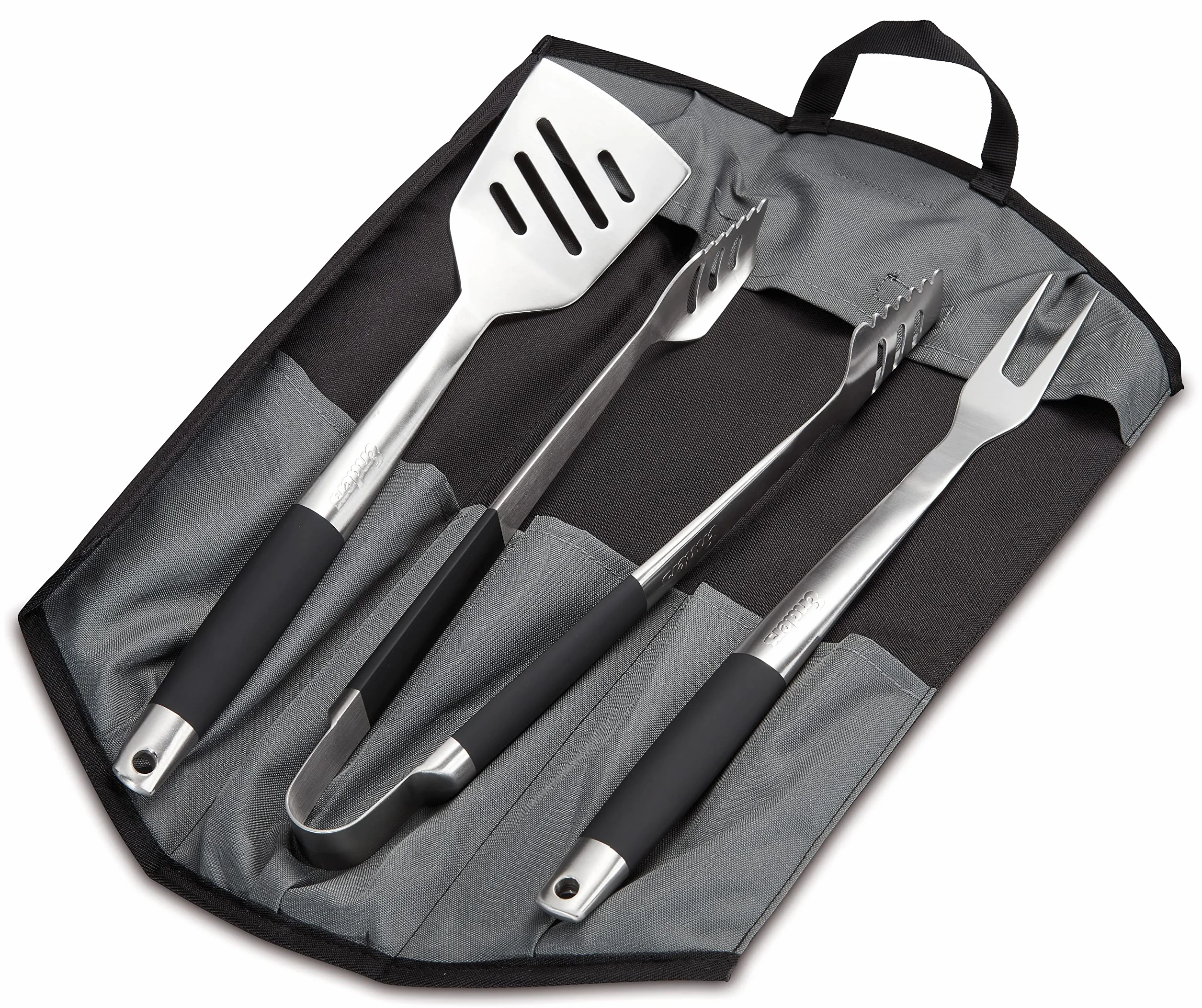 Enders Set Utensili BBQ 3 in 1 - Spatola, Pinze, Forchettone & Custodia includa - Set Premium: 3 Utensili da BBQ in acciaio inossidabile con rispettiva custodia per BBQ #8786