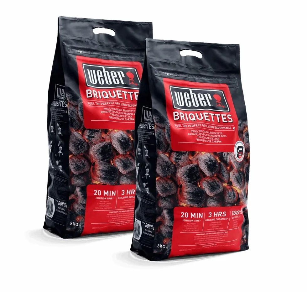 Sacco Bricchetti di carbone per Barbecue Weber 8 Kg - 2 Confezioni