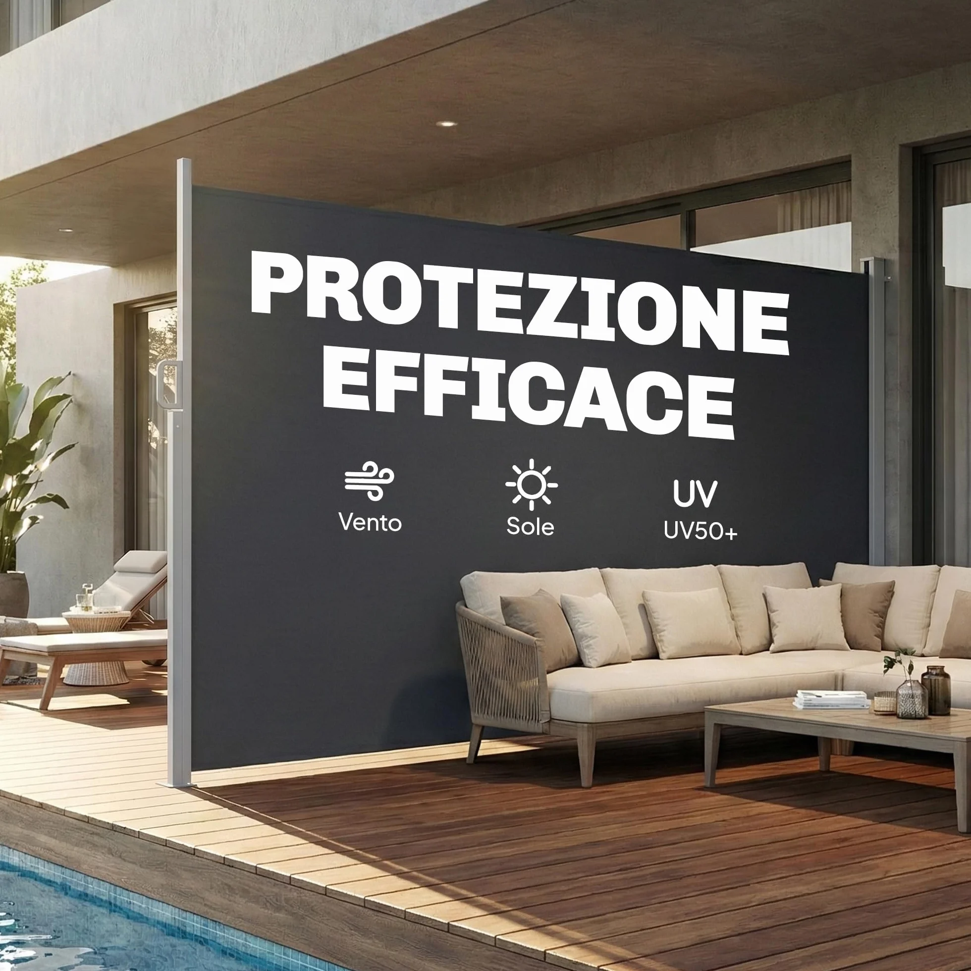 Outsunny Tenda Laterale Retrattile in Alluminio 420x185 cm Protezione UV50+ Idrorepellente Grigio Scuro