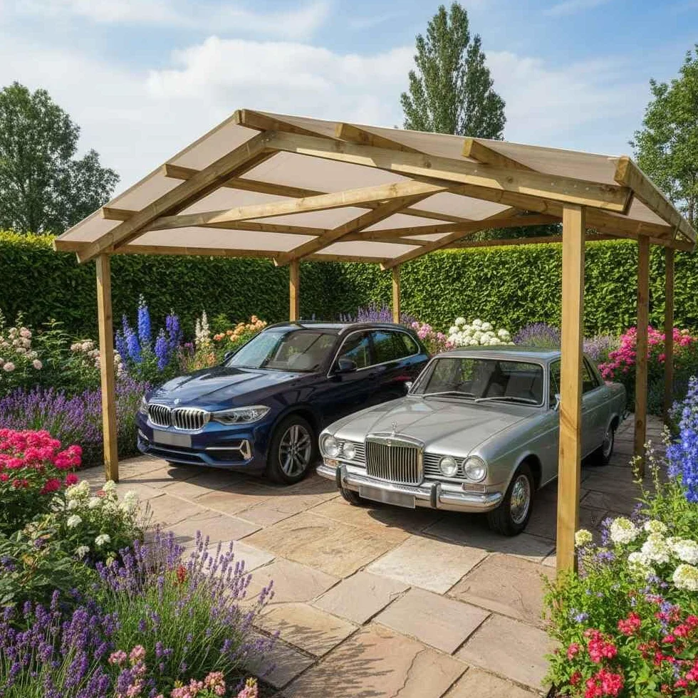 Pergola Carport in legno 400x550 cm pino impregnato Made in Italy