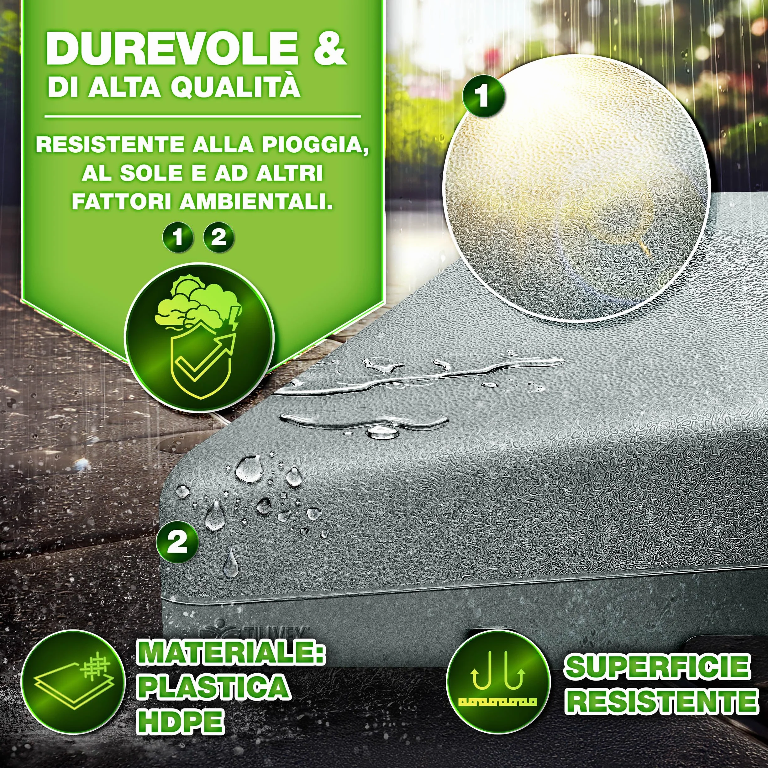 tillvex® Base per Ombrellone 90 Litri / 120 kg – 4 Pezzi per Ombrellone Decentrato con Connettore Metallico | Porta Ombrelloni Riempibile con Acqua o Sabbia | Supporto Ombrellone (Grigio)