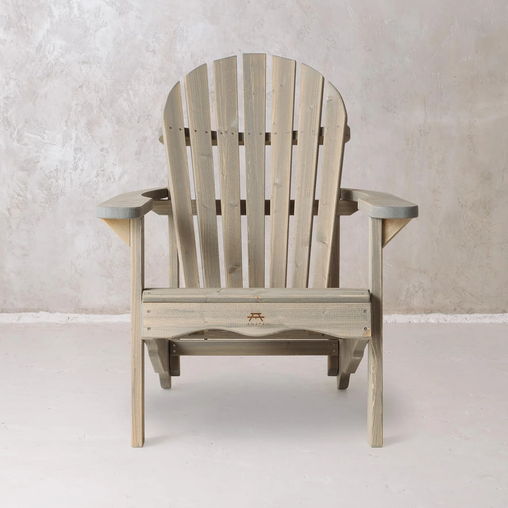 AMATA Sedia singola Adirondack per esterni, collezione UNGURS - Sedia in legno resistente alle intemperie per patio, cortile e giardino braciere - ergonomica e resistente, design senza tempo (grigio)