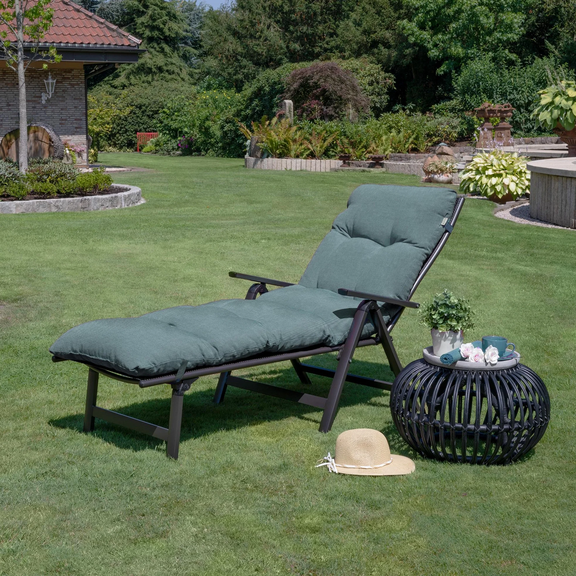 Beautissu Cuscino per Sdraio da Esterno 190x60x8 cm – Cuscino per Lettini Prendisole Blu Tortora Mobili da Giardino ideale in Spiaggia Giardino Balcone – Flair RL