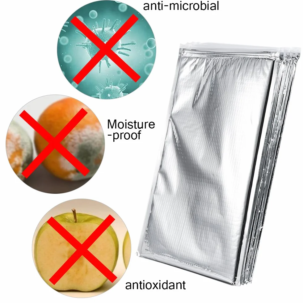 Borse isolate termiche alluminio autosigillanti spesse 30x35 cm set 5 pezzi argento