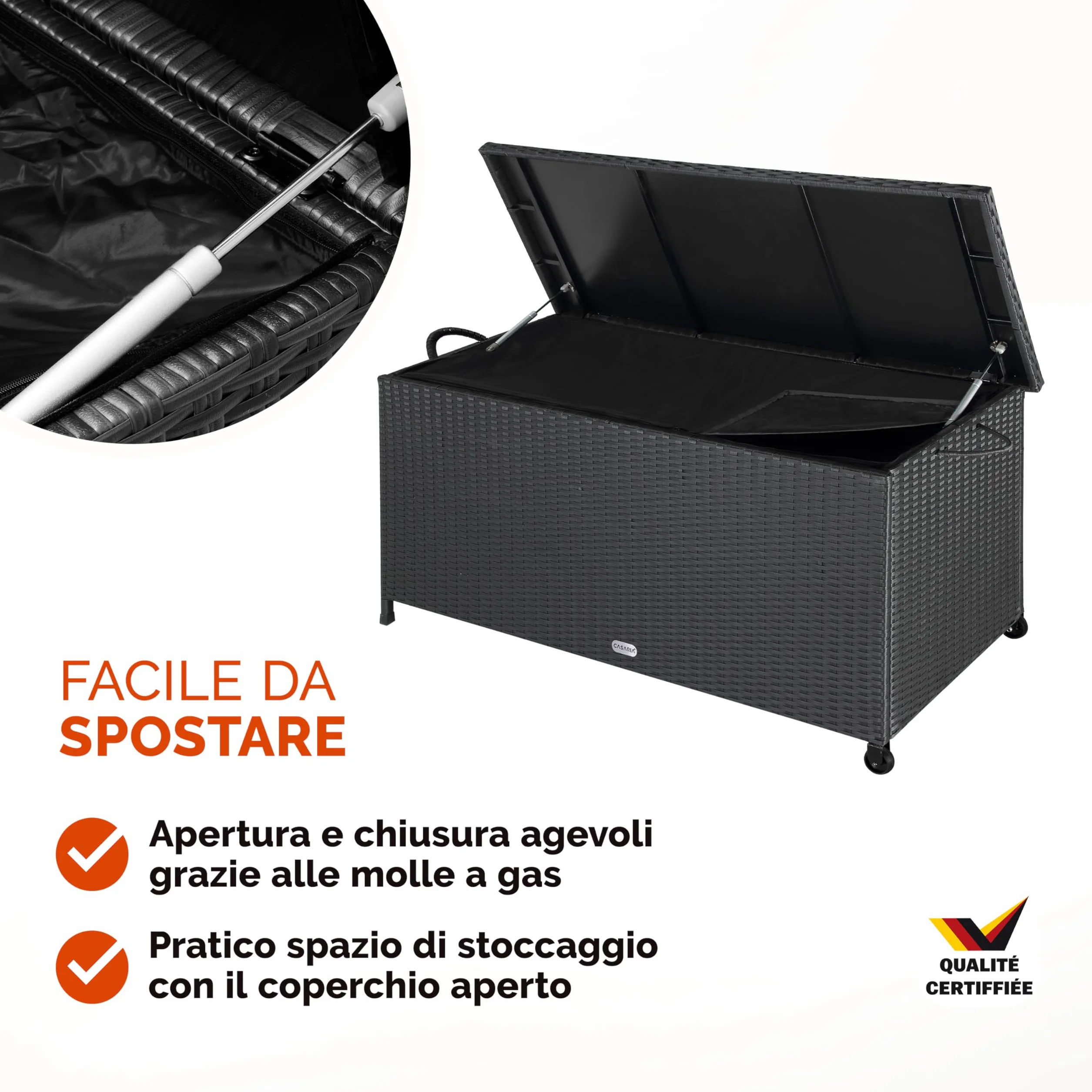 Casaria Baule da Esterno XXL 117x53x60cm 270L Impermeabile Resistente Contenitore Giardino