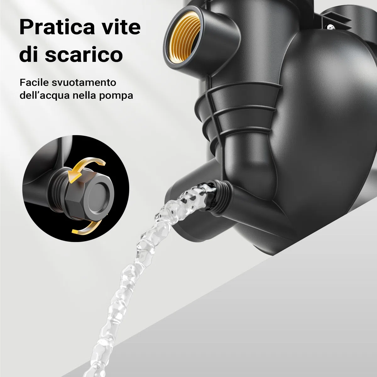 Wiltec Pompa da giardino 1200 W in acciaio inox 3800 l/h altezza mandata 48 m profondità 8 m con prefiltro