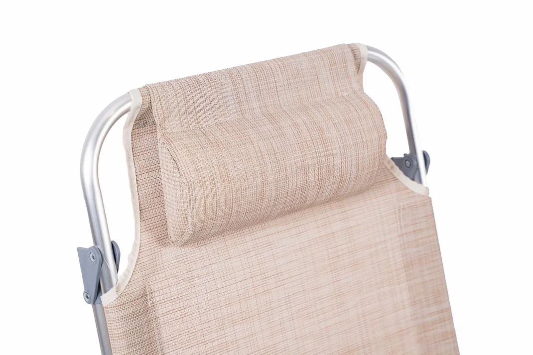 XONE Sedie Sdraio Ribaltabili Pieghevoli Alluminio Textilene Beige Melange 48,5x60x80 cm 2 pz