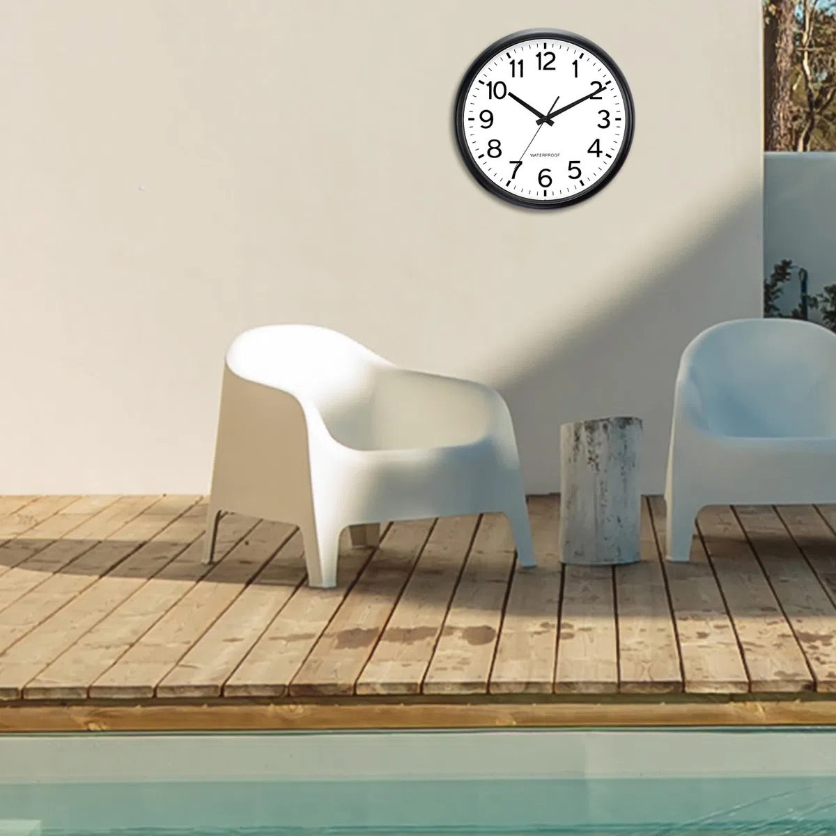 Orologio da giardino, impermeabile, da giardino, resistente alle intemperie, facile da leggere, silenzioso, funzionamento a batteria, per esterni, piscina, balcone, bagno (nero)