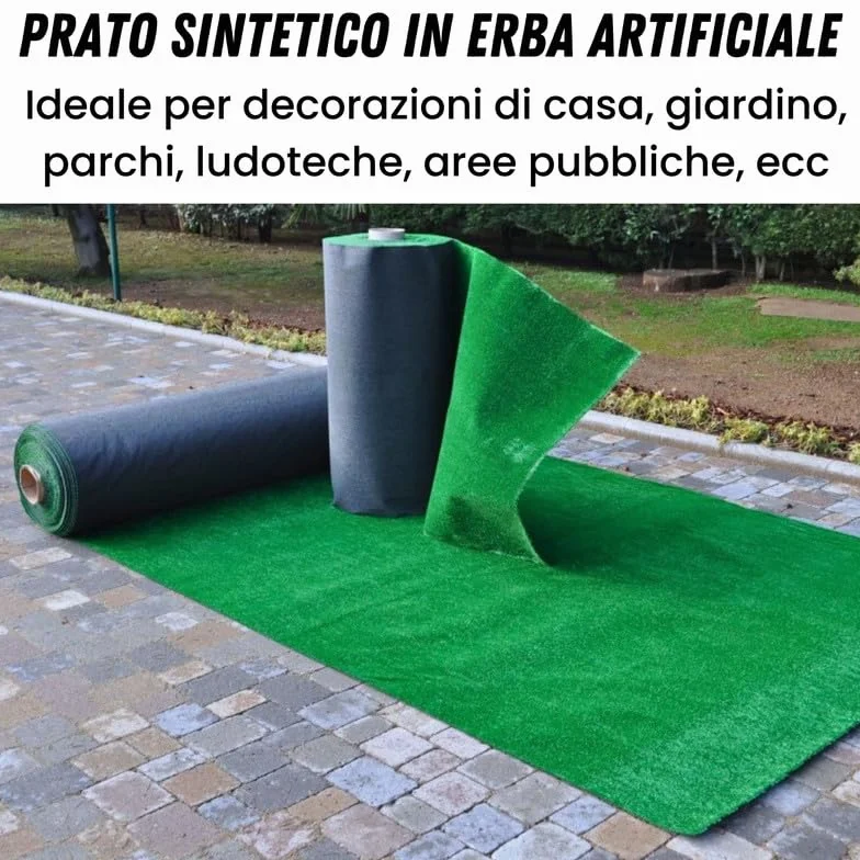 ITALFROM - Prato Sintetico da Esterno Drenante (7 mm) Erba Sintetica per Esterno, Erba Finta Terrazzo, Erba Artificiale per Giardino, Balcone, Piscina, Resistente, Tappeto Erba Sintetica (4x5m)