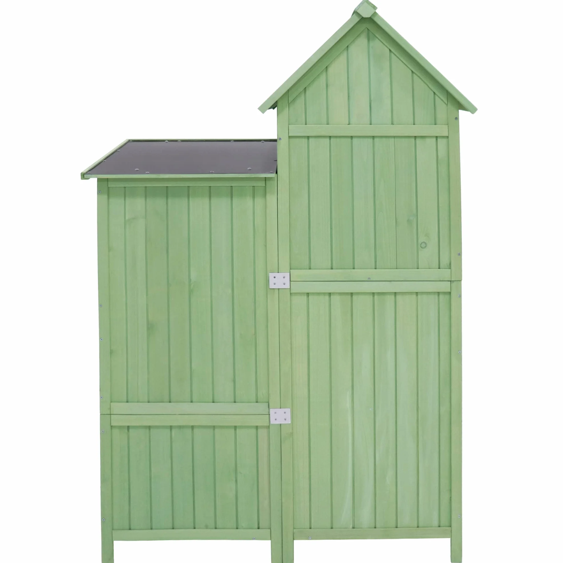 Casetta per attrezzi da giardino, resistente alle intemperie, in legno, per esterni, in PVC, 118 x 54 x 173 cm (larghezza x profondità x altezza), verde