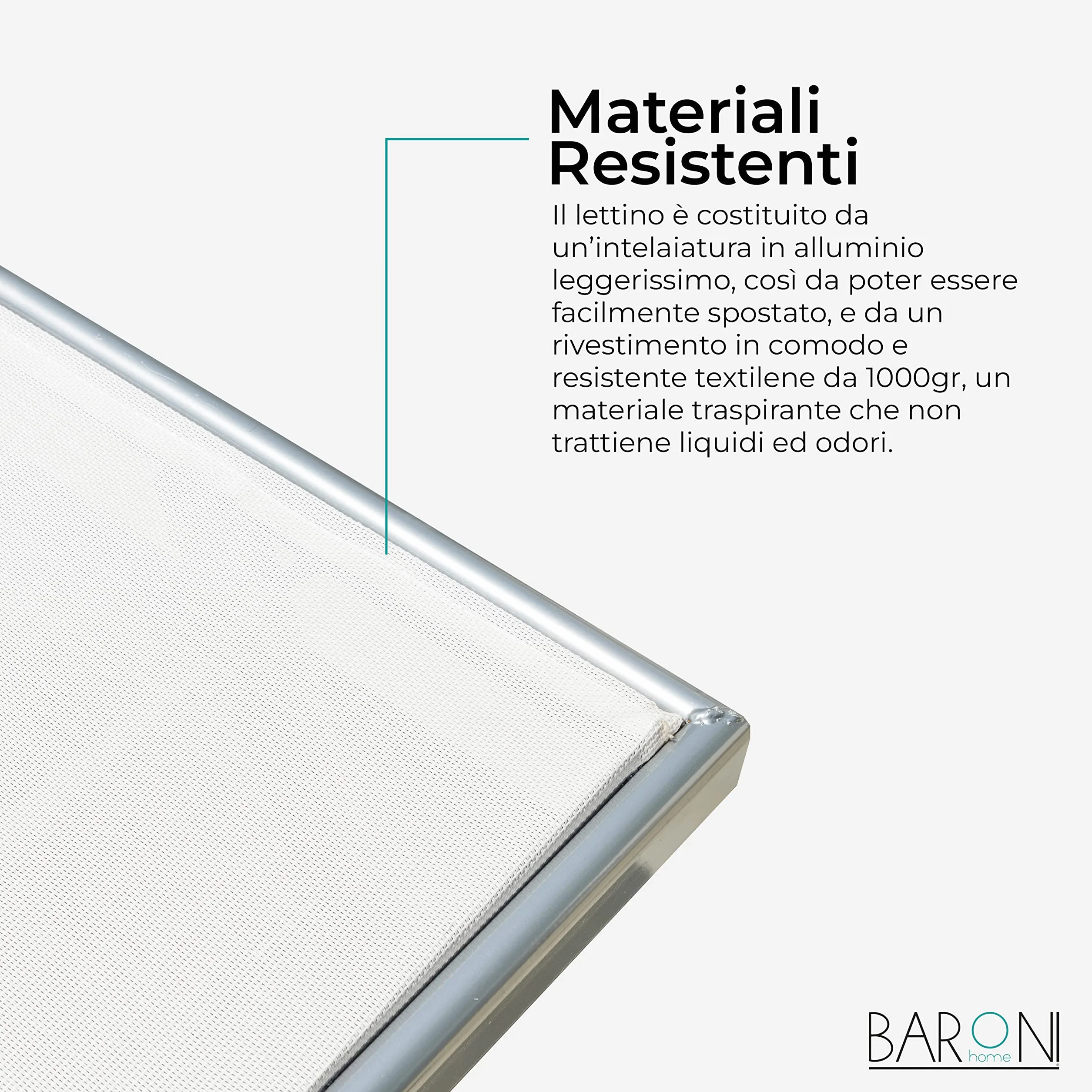 Baroni Home Set 2 Lettini Prendisole in Alluminio con Tetto Parasole, 60x190x35 Bianco