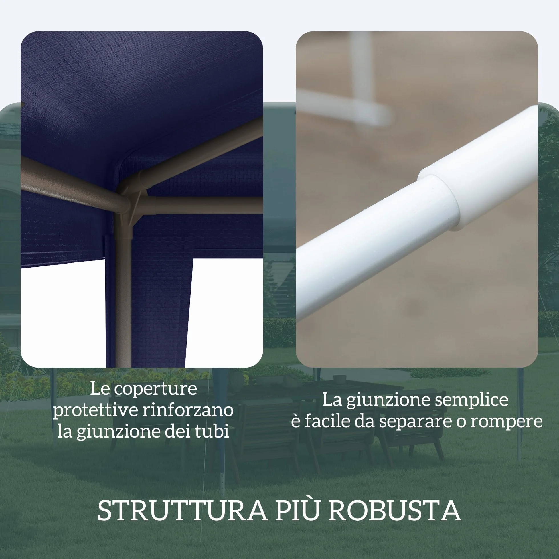 Outsunny Gazebo da Giardino 3x3 m Acciaio PE Protezione UV Blu Scuro