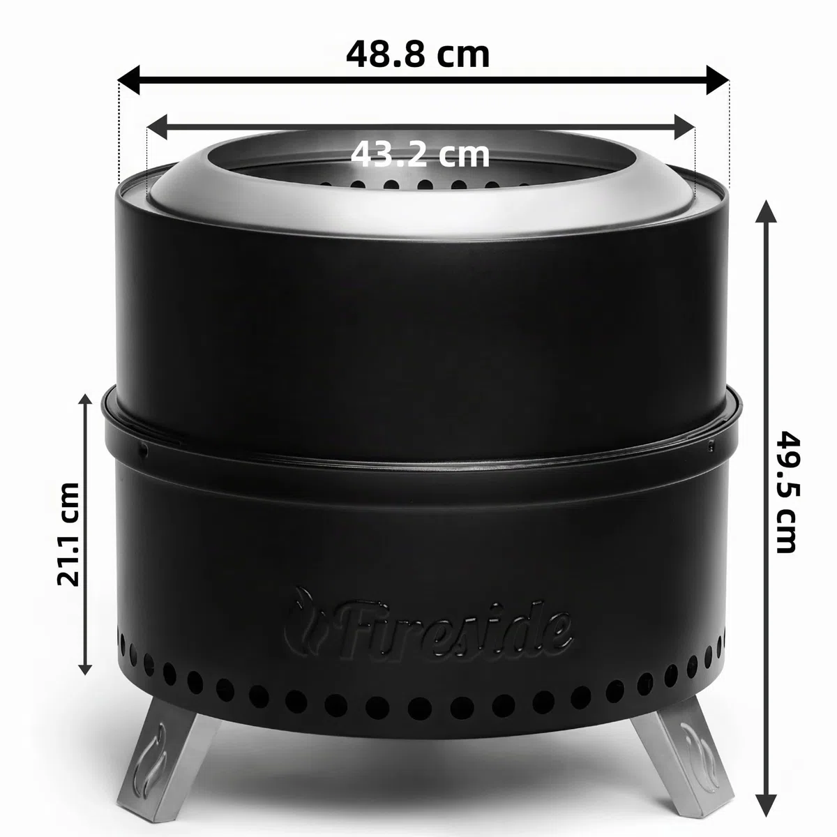 TURBRO Camino senza fumo 48,3 cm legna ardere all'aperto portatile acciaio inox 304 con supporto borsa impermeabile