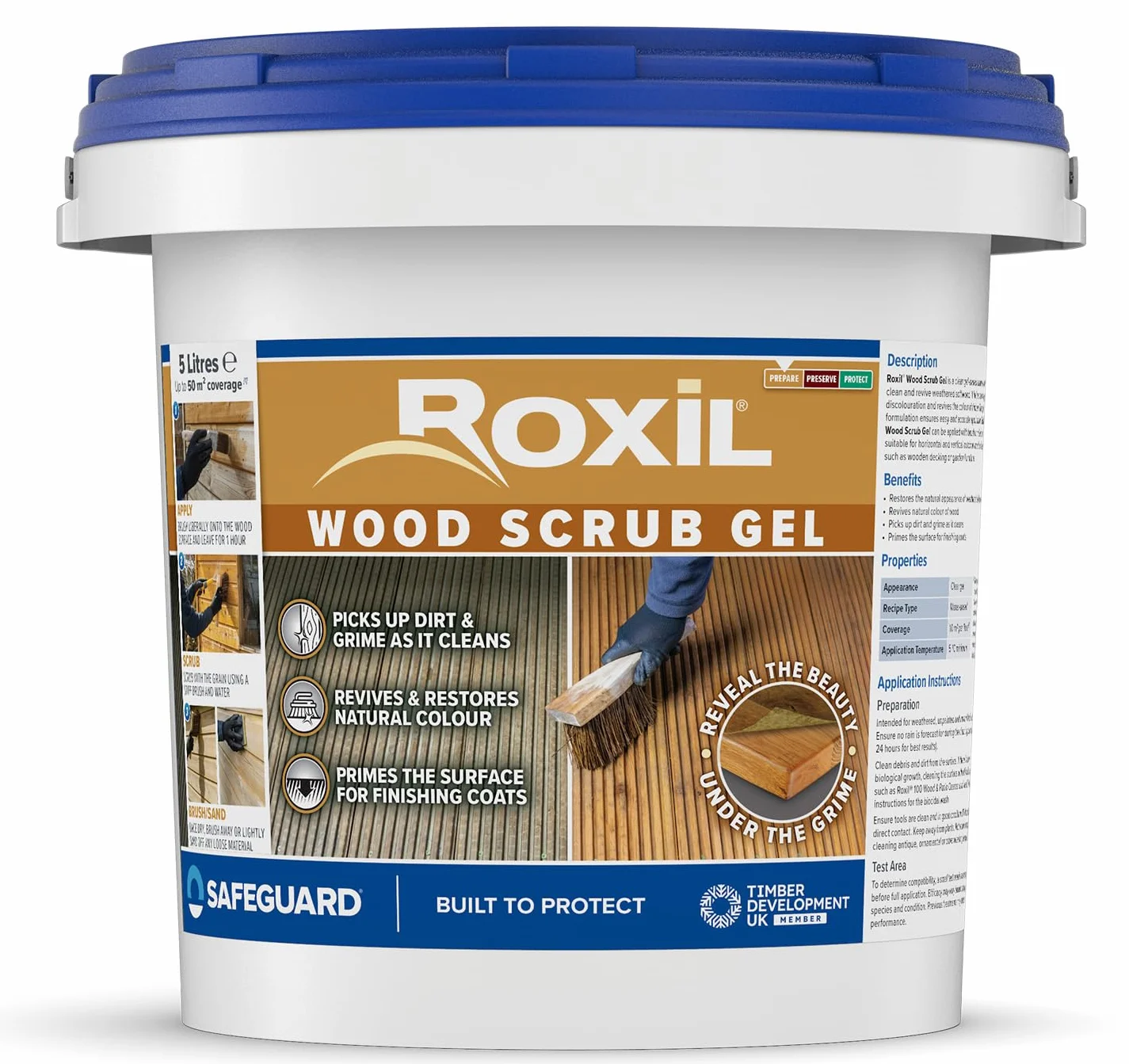Roxil Gel esfoliante per legno 5 litri - Detergente a base di acido ossalico
