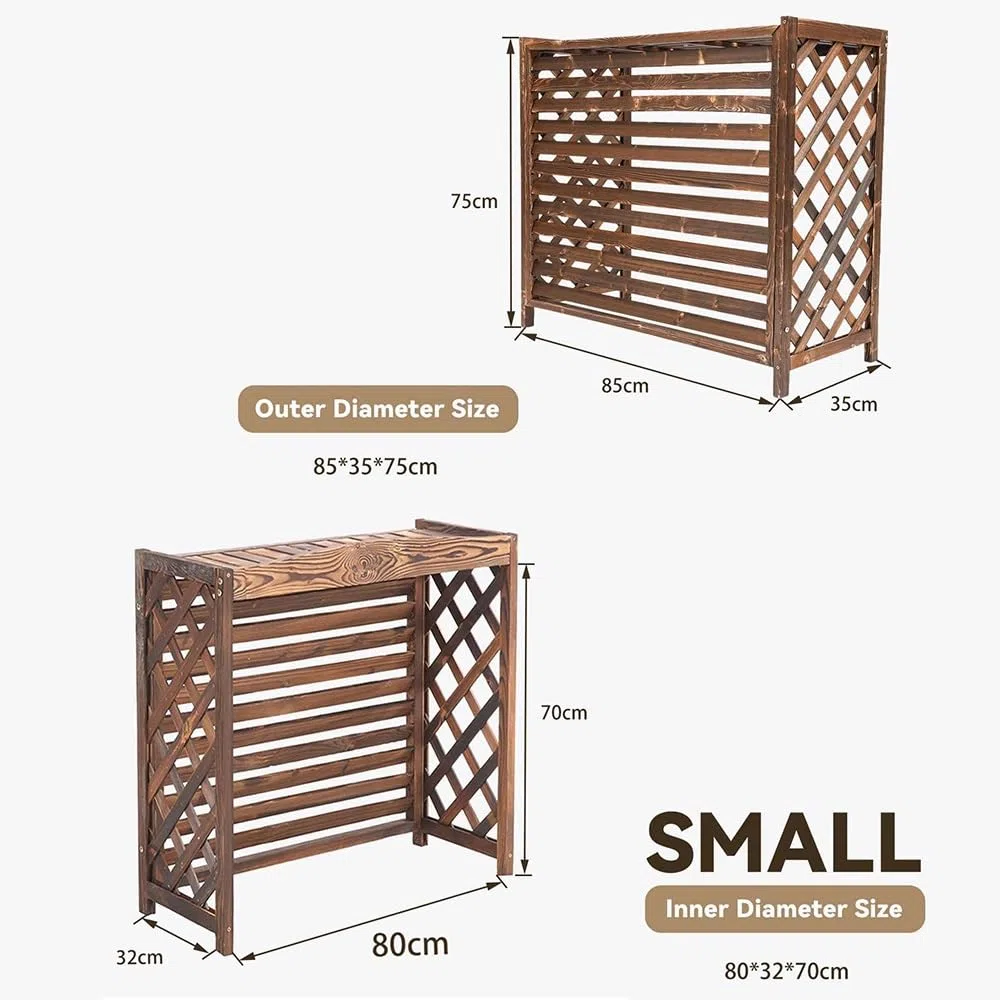 Copertura Condizionatore Esterno in Legno Massiccio, Copertura per Climatizzatore Tenda per Privacy Cornice Decorativa per Piante da Esterno per Giardino E Balcone(Small(85x35x75cm))