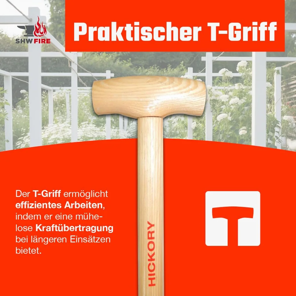 SHW-FIRE | Vanga per vivaio - 85 cm con manico T in hickory, robusta, per terreni duri e rocciosi, perfetta per lavori di giardinaggio e radicazione, durevole e di alta qualità | Prodotto in Germania