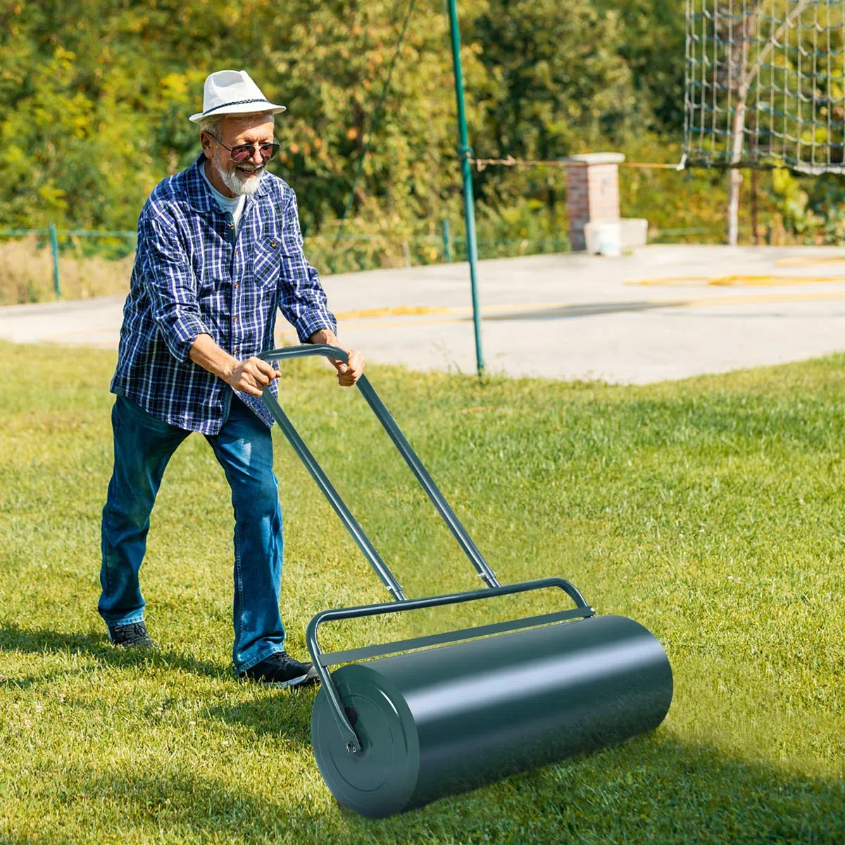 COSTWAY Rullo per Prato 90cm Ø30 63L Verde