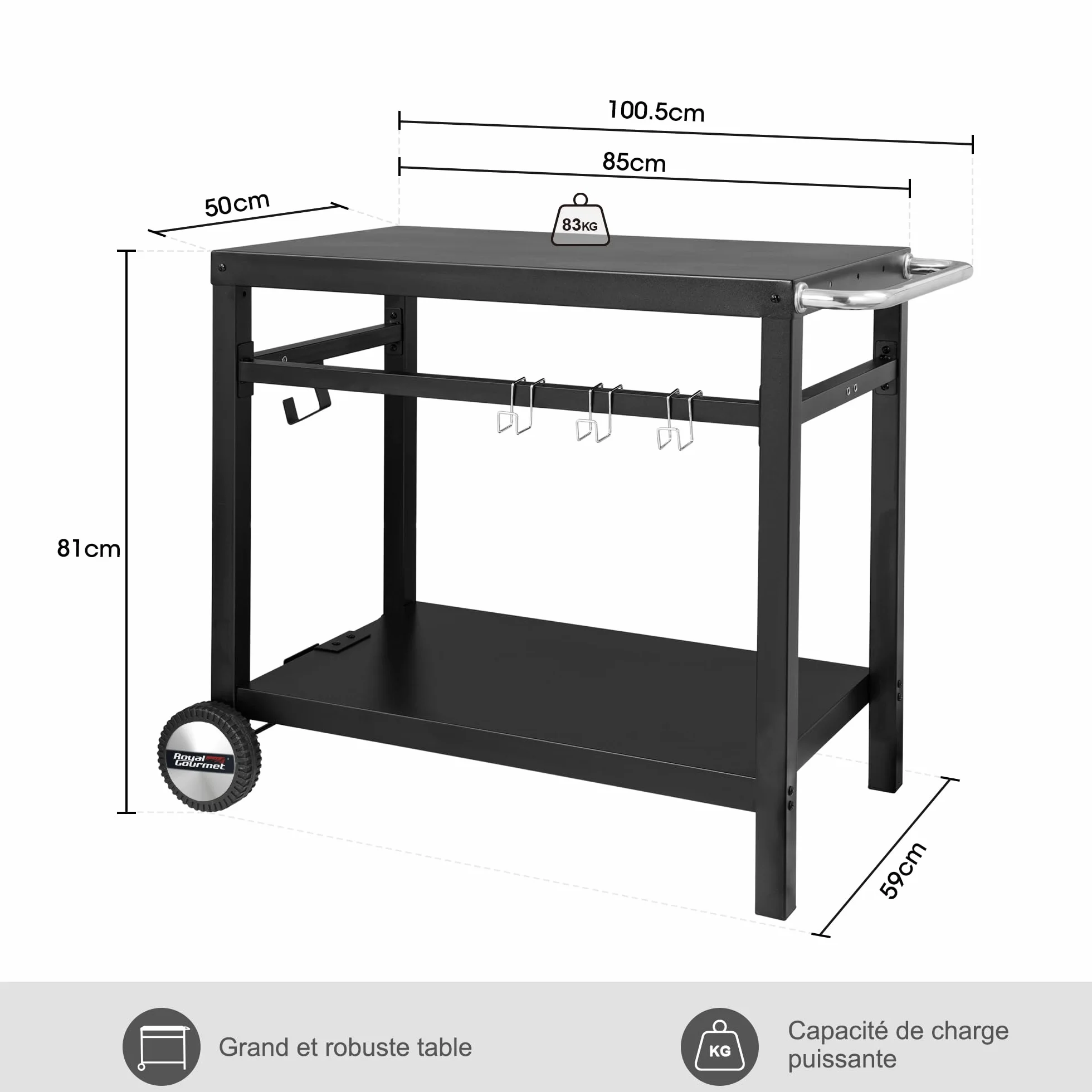 Royal Gourmet Carrello barbecue metallo 100,5 x 59 x 81 cm nero