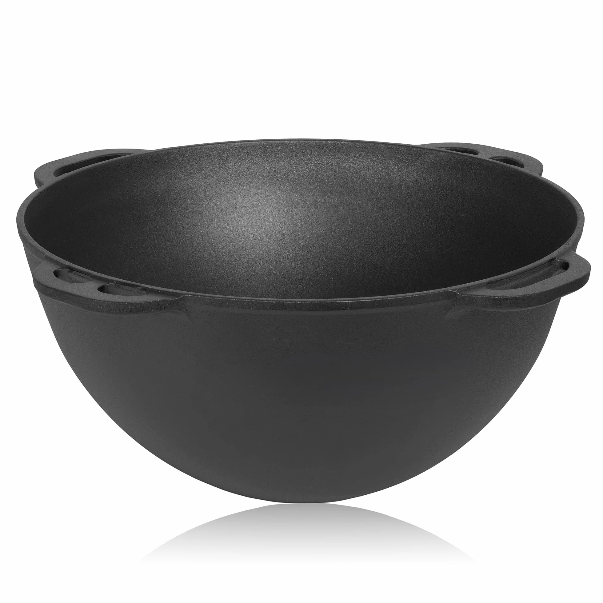 BBQ-Toro Kazan in ghisa con coperchio | 19 litri | Pentola tradizionale in ghisa | Kazan con base rotonda | Wok preseasoned | Casseruola per cucinare, brasare, friggere