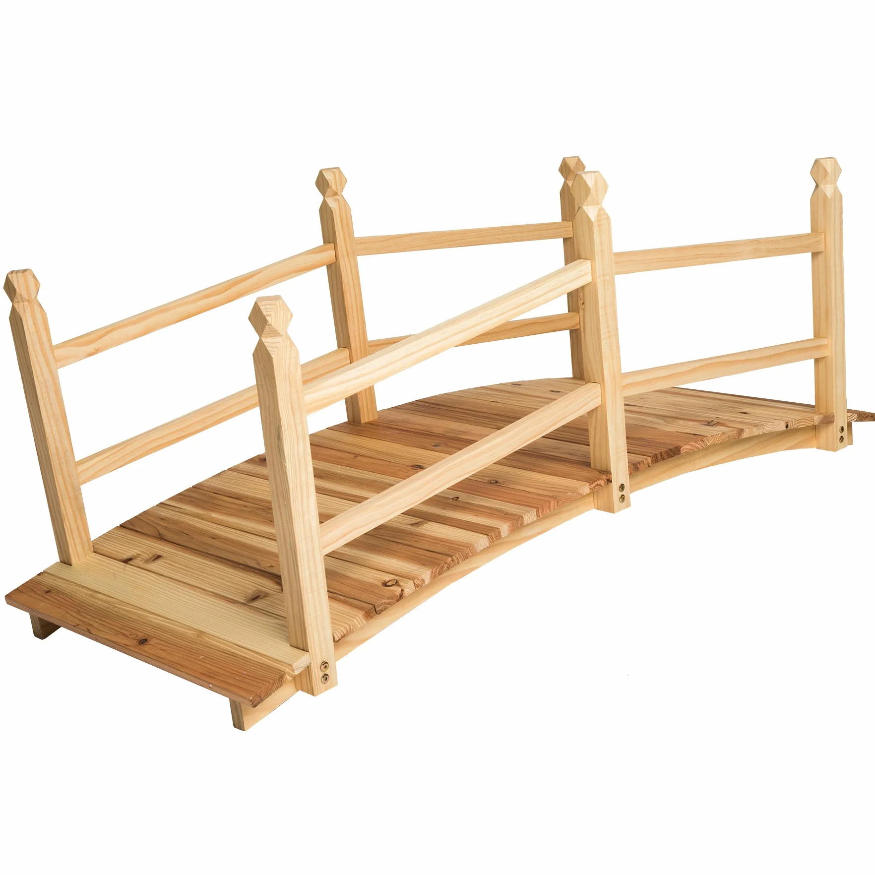 tectake® Ponte da Giardino con Ringhiera in Legno 137x58x58cm, Ponticello Esterno capacità Max 150 kg, Passerella Design arcuato, Decorazioni in Legno, Ideale Arredo Giardino, Laghetto - Marrone