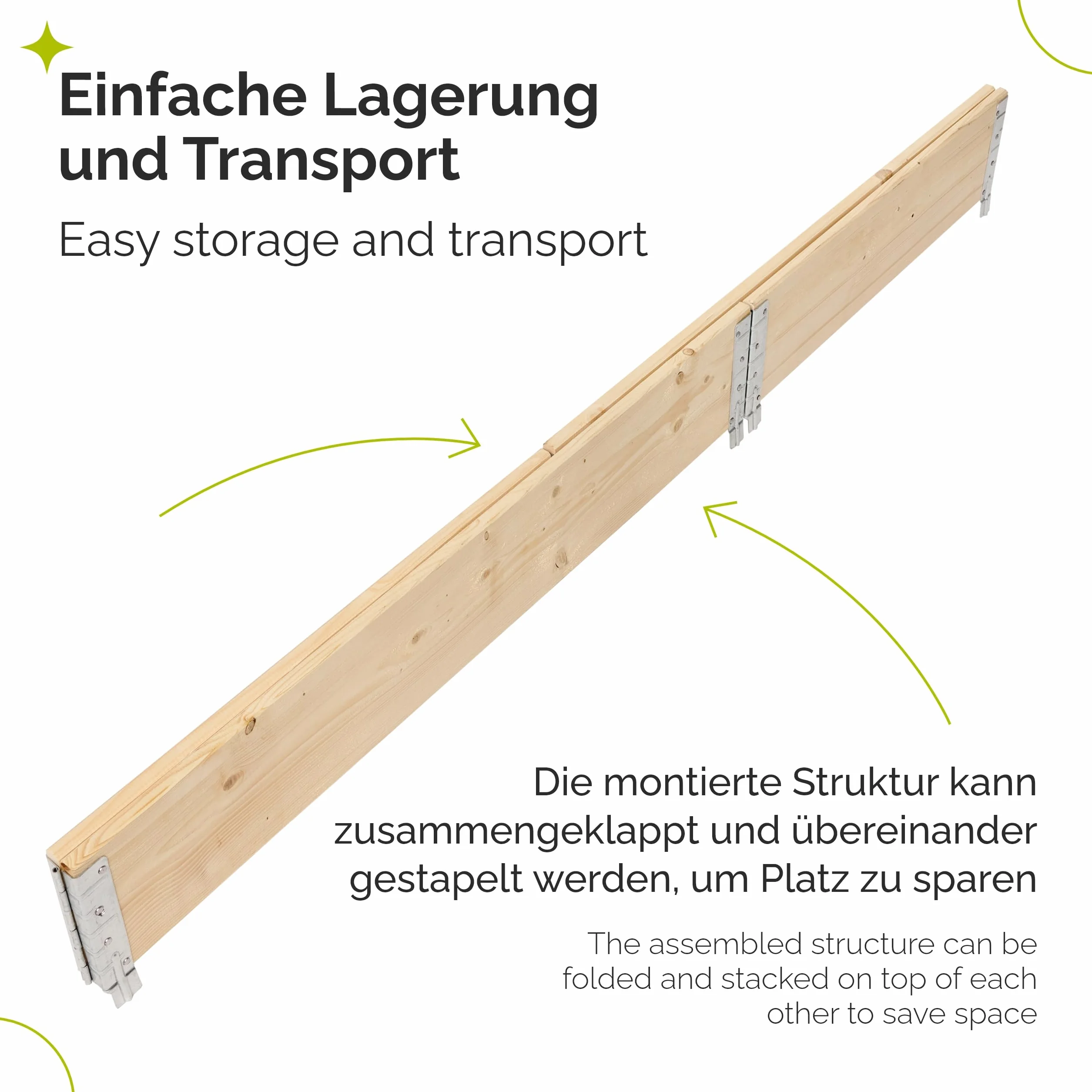 Garronda Telaio aggiuntivo in legno per pallet Cassa di stoccaggio Rialzo Naturale 3 Pezzi