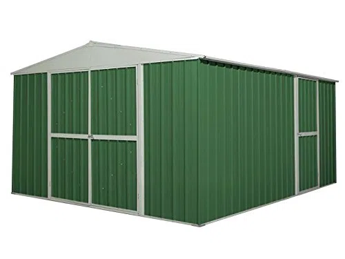 Box in Acciaio Zincato Casetta da Giardino in Lamiera 3.60 x 4.30 m x h2.10 m - 185 KG - 15 metri quadri (Verde)