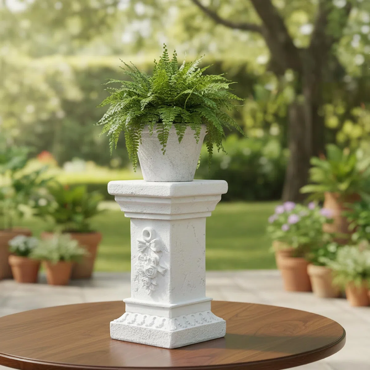 Piedistallo colonna in resina per statue vasi fiori 11,81x6,69 pollici