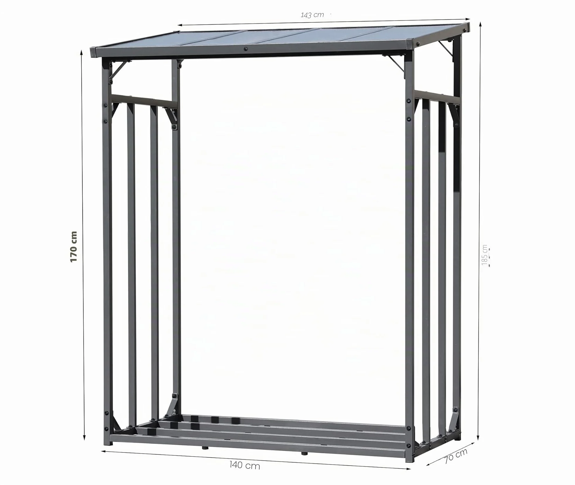 QUICK STAR Metal Scaffale per legna da ardere 143 x 70 x 185 cm 1,8 m³ impilabile esterni