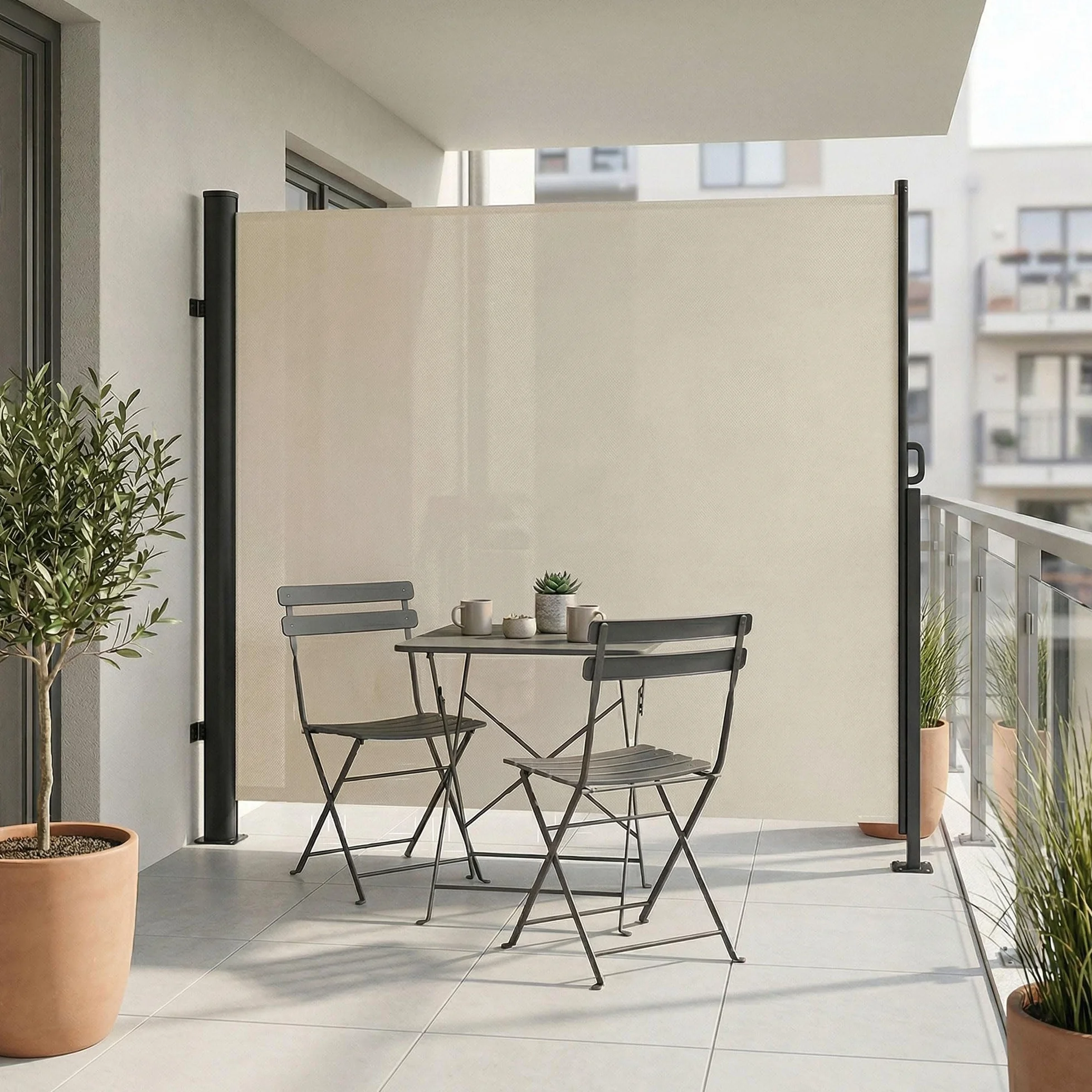 Tenda laterale avvolgibile parasole frangivento 180x300cm alluminio inossidabile separè divisore giardino privacy beige