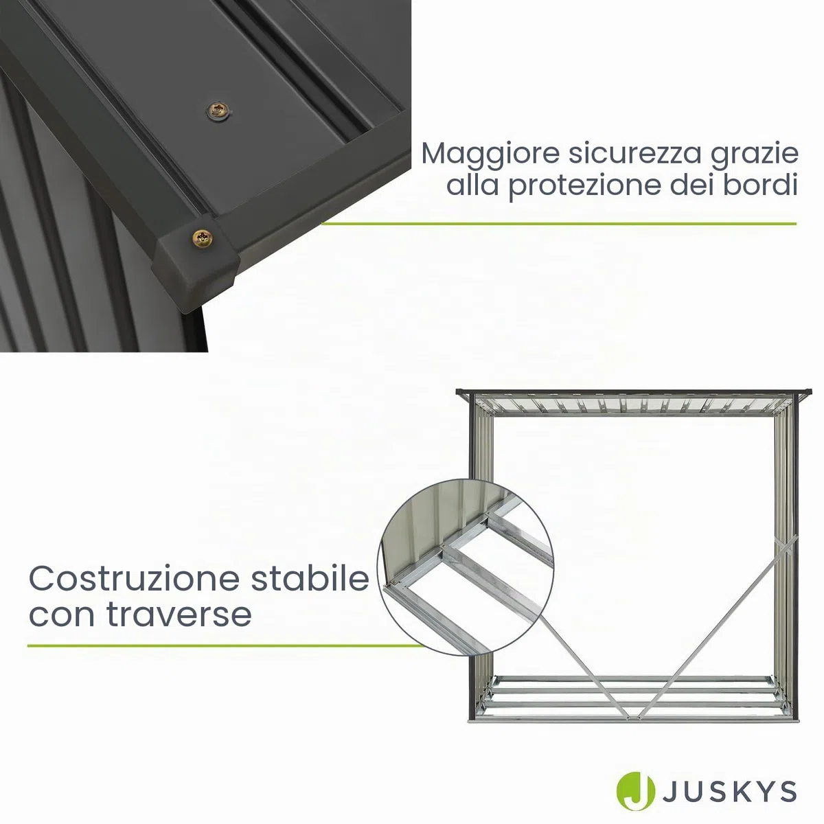 Juskys Porta legna da ardere in acciaio color antracite - Scaffale per legna da ardere da esterno