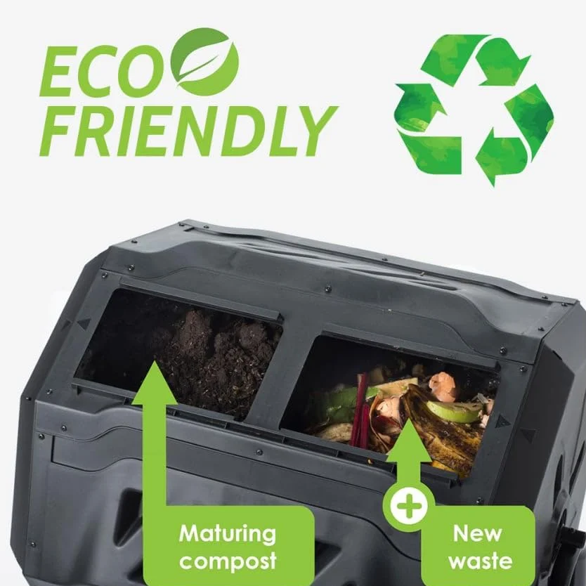 Compostiera Girevole 160L composter da Giardino Due Scomparti Abacus