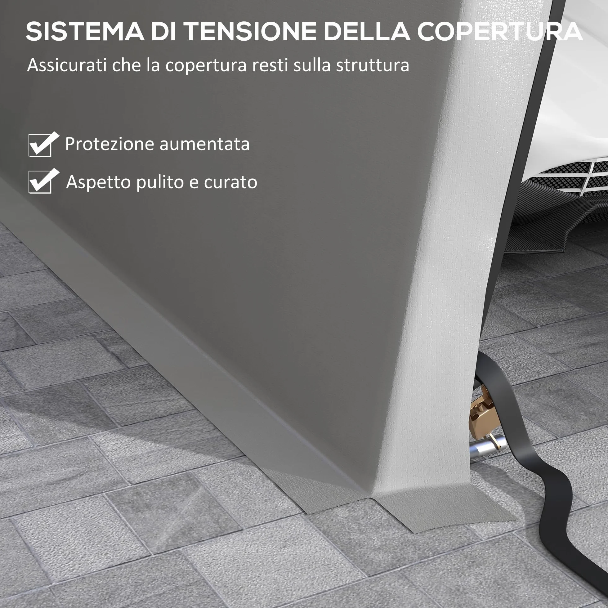 Outsunny Tendone da Giardino per Auto in Acciaio Zincato e PE 618x265/330x240 cm Grigio Chiaro