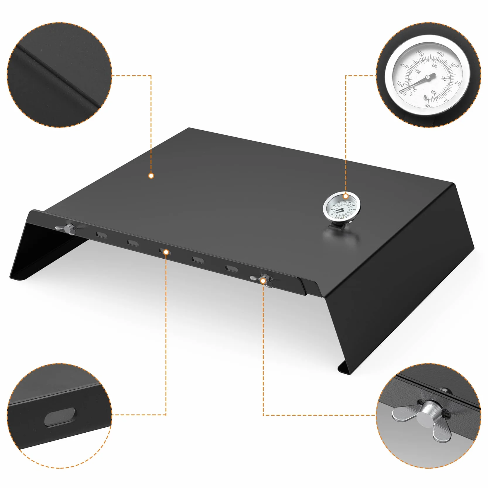 Onlyfire Inserto per Pizza Regolabile per Barbecue a Gas con Termometro 53-78 cm