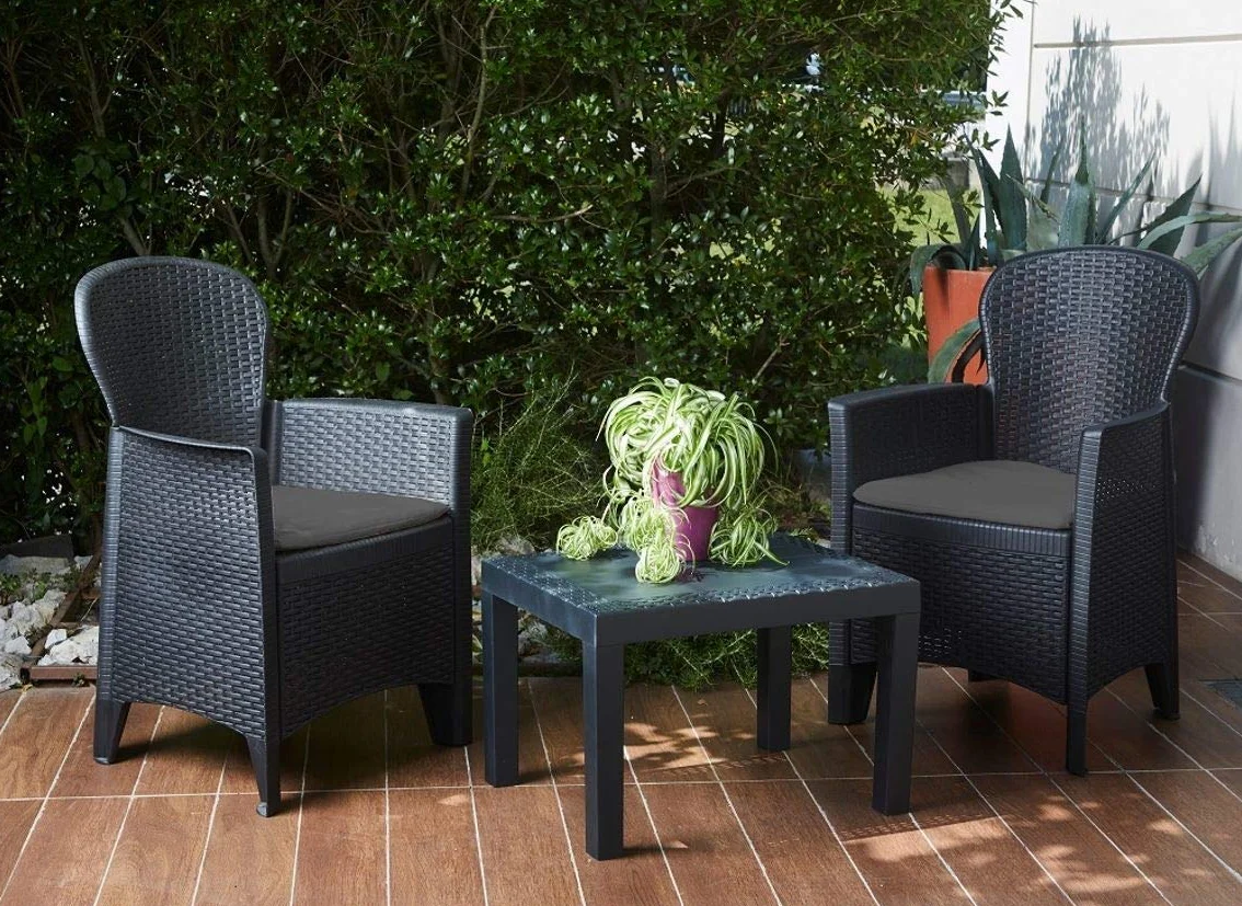 MAURY'S Salotto da Giardino Akita 3pz Antracite Cuscini