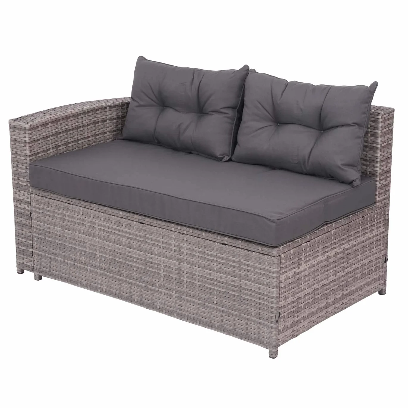 Mendler Set salotto giardino esterno salottino HWC-J34 polyrattan grigio con cuscini grigio scuro