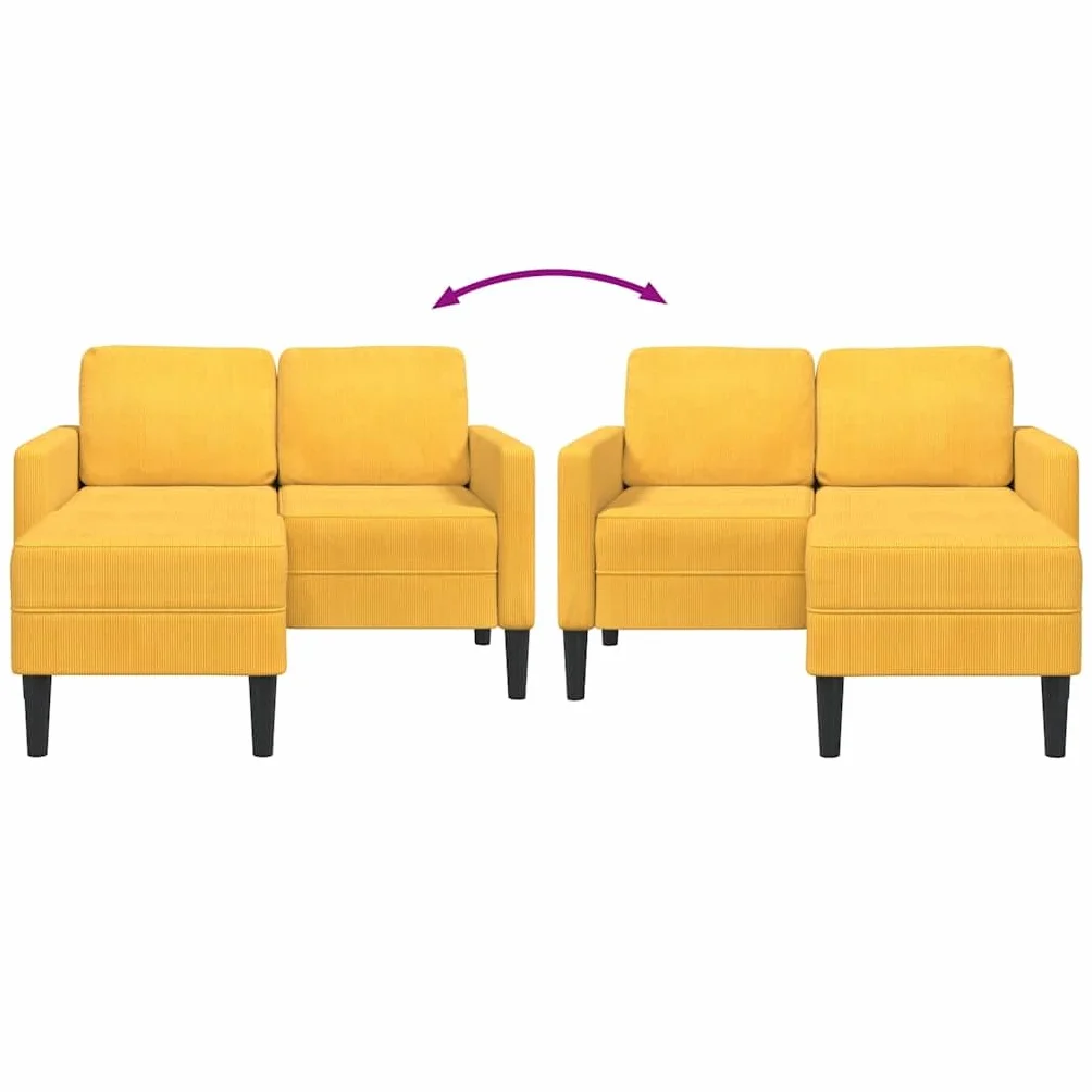 vidaXL Divano 2 Posti con Chaise Longue a L Giallo Chiaro 125 cm Lino, Divano a 2 posti Camera da Letto, divanetto, Divano a Due posti