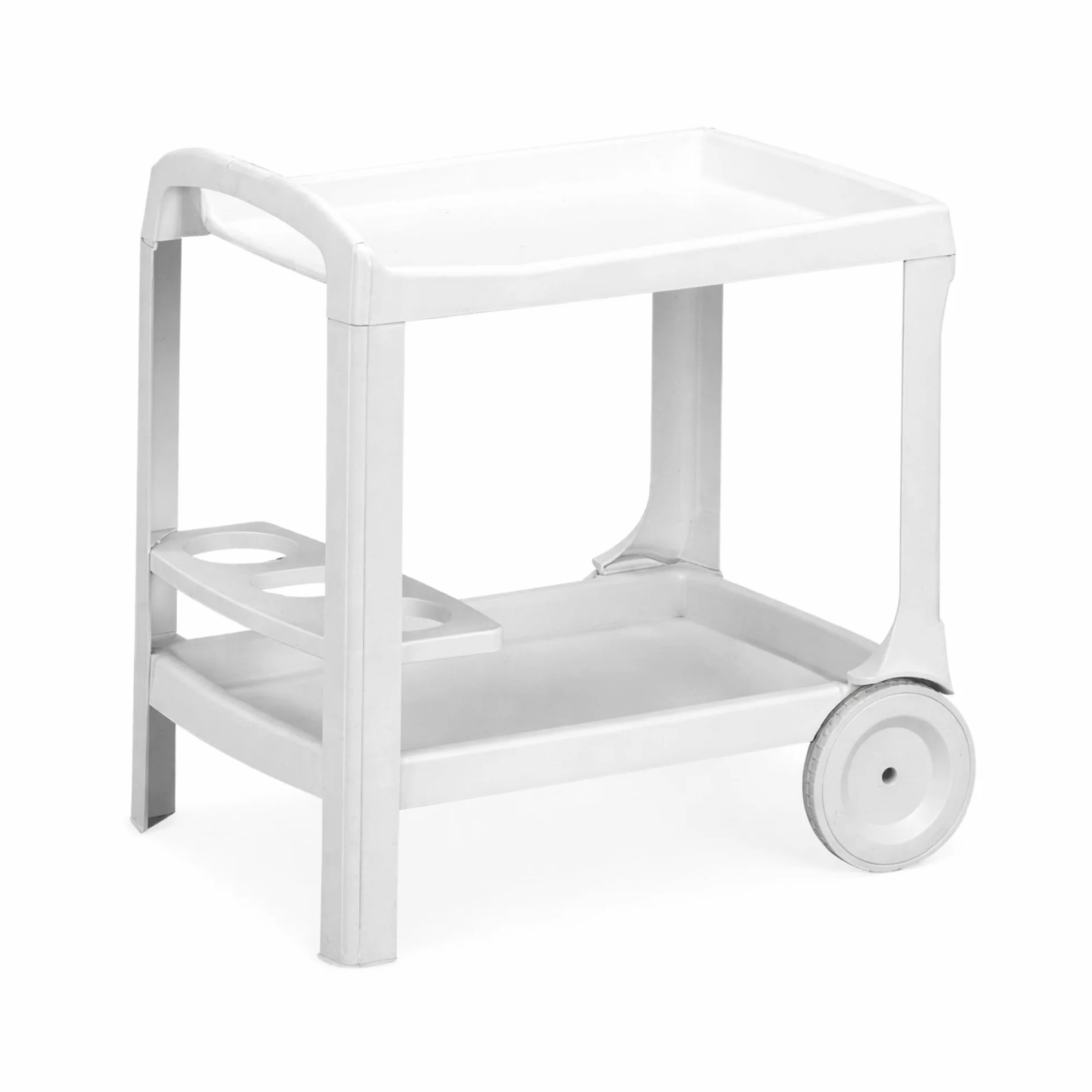 Carrello Multiuso in Plastica Bianco con Ripiani Portavivande Portabottiglie per Cucina Casa Esterno