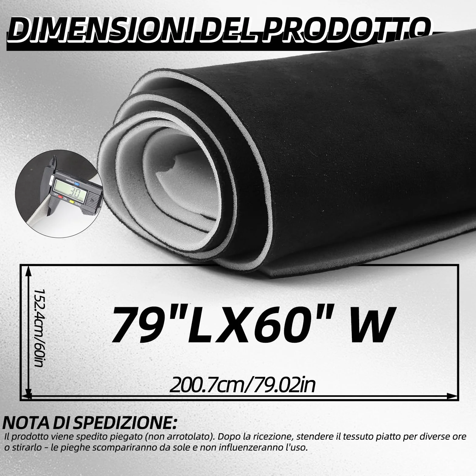 Tettoia in camoscio con dorso in schiuma per interni dell'auto, adatto per la sostituzione di cieli auto, camper, campervan e progetti fai da te (200,7 x 152,4 cm) (nero)