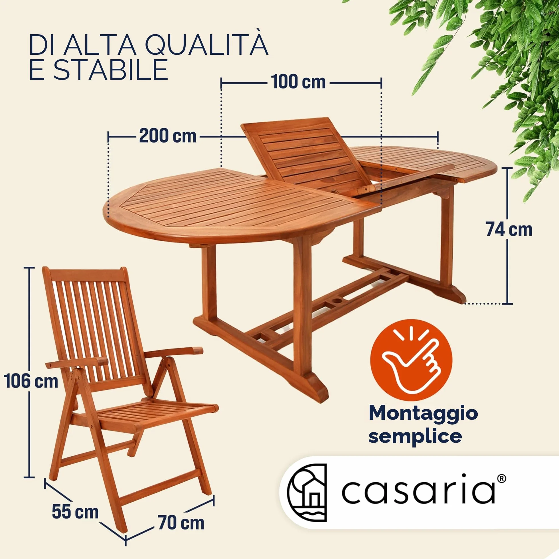 Casaria® Zestaw mebli ogrodowych z drewna eukaliptusowego 6 krzeseł składanych ze stołem FSC 7 części