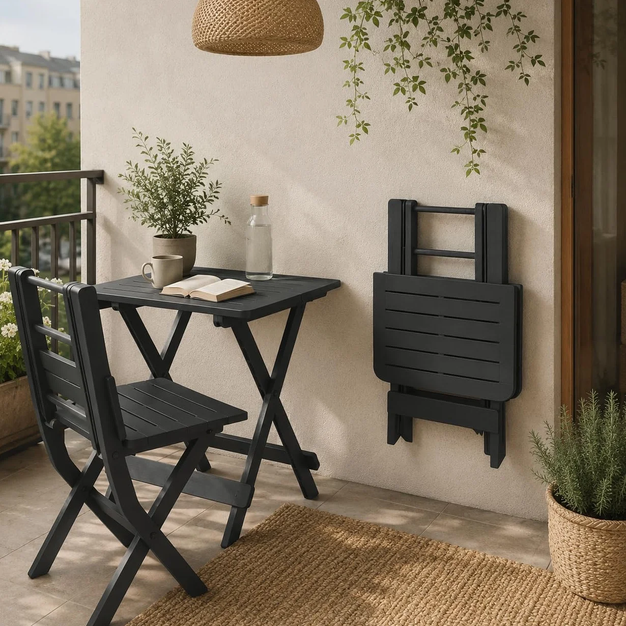 Tavolo da Giardino in Plastica Pieghevole Antracite 80x72xh70 cm Maury