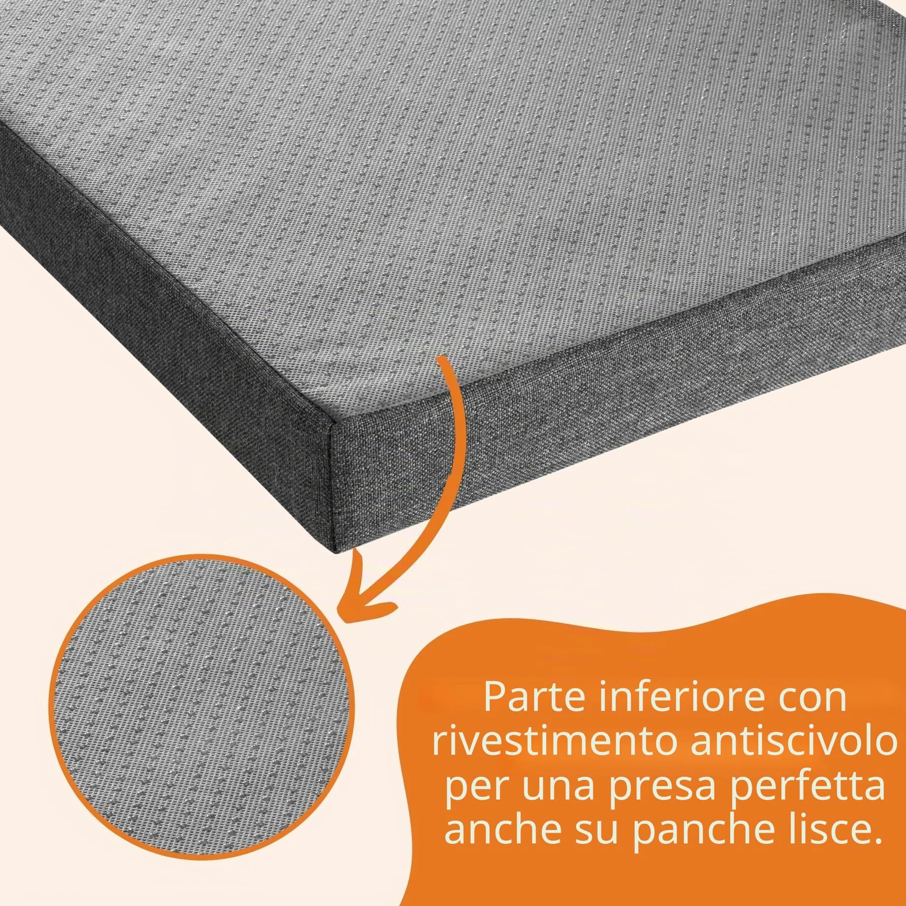 sleepling Cuscino per panca 110 x 40 cm, grigio scuro, cuscino per seduta per esterni ed interni, cuscino per panca, fodera lavabile, fondo antiscivolo, prodotto nell'UE