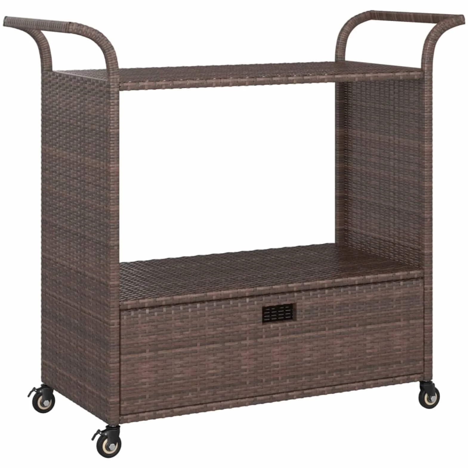 Rantry Carrello da Bar in Polyrattan Marrone 100x45x97 cm Mobili da Giardino Set
