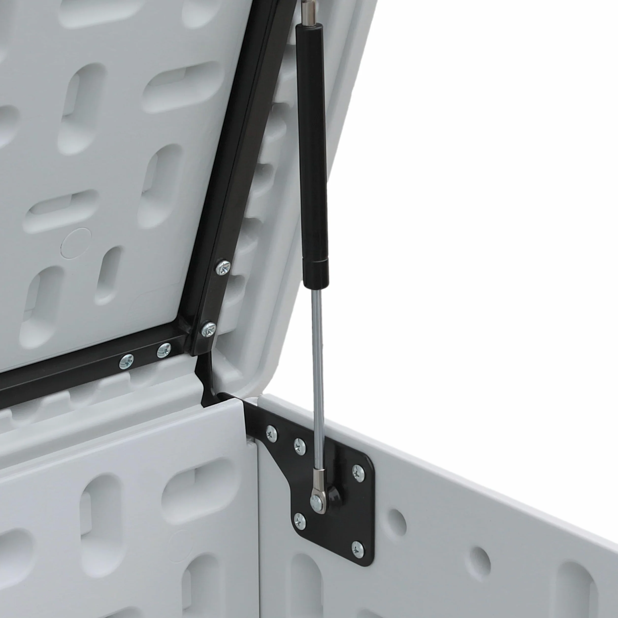 Baule da Esterno Impermeabile in Resina Cassapanca Contenitore XXL con Pistoni Bianco 113x58x58 cm