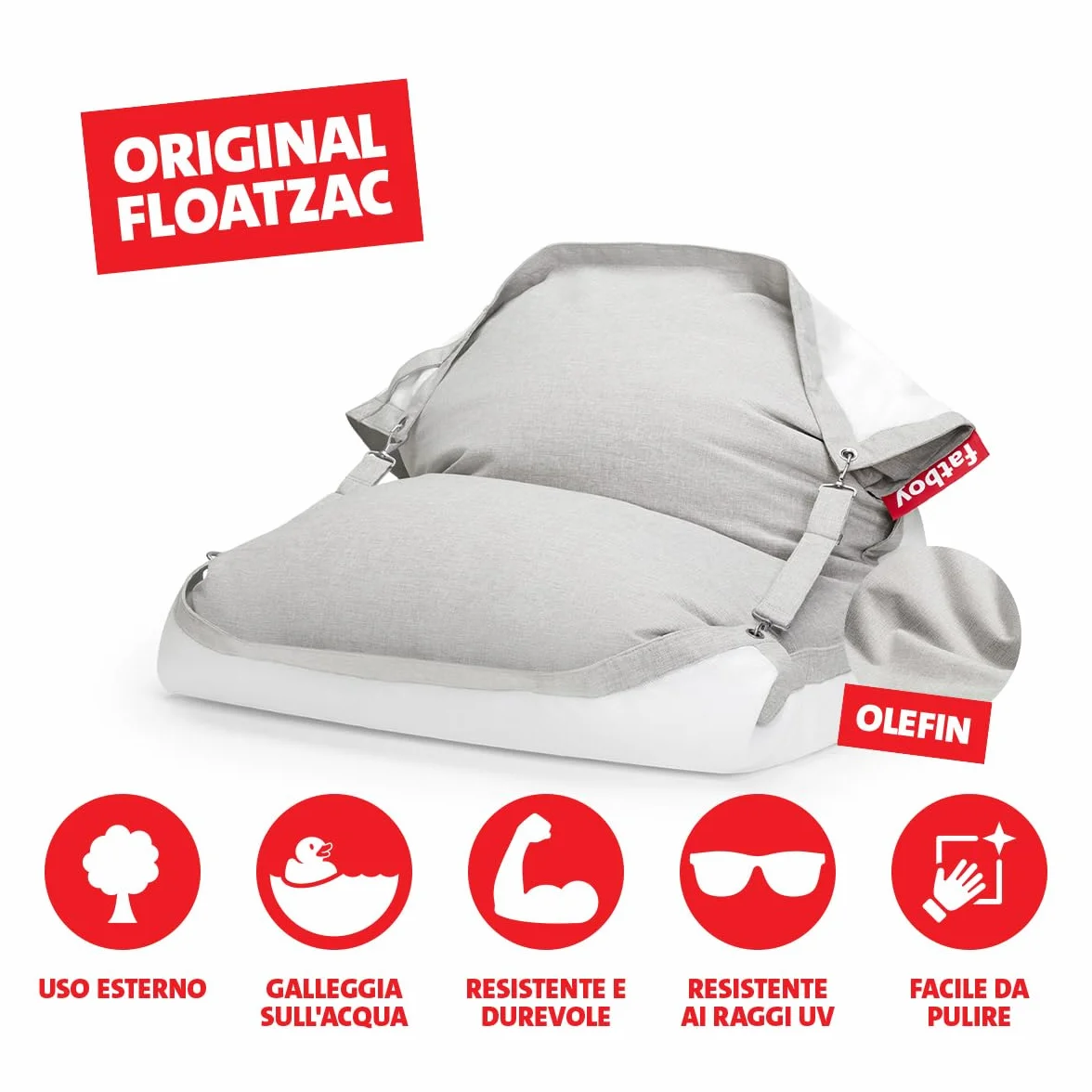 Fatboy Original Floatzac Nebbia Pouf per il suolo e sull'acqua Asciugatura rapida galleggiante