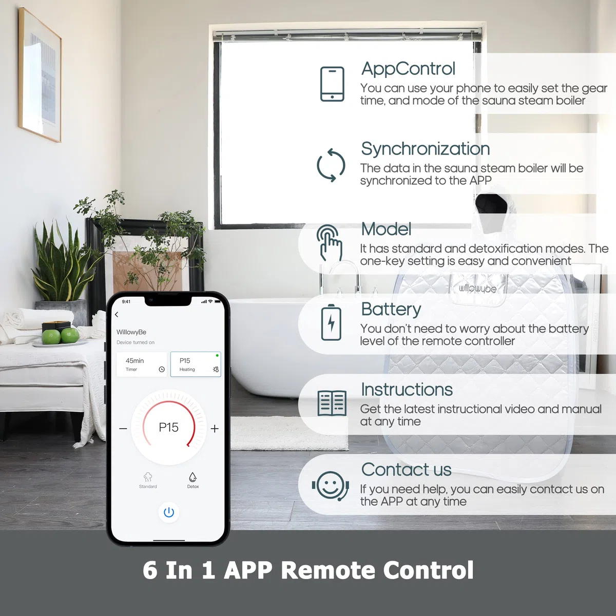 Sauna a Vapore Portatile Bluetooth, KingPower 4L, Tenda per Corpo, Sedia Pieghevole Grigio Notte