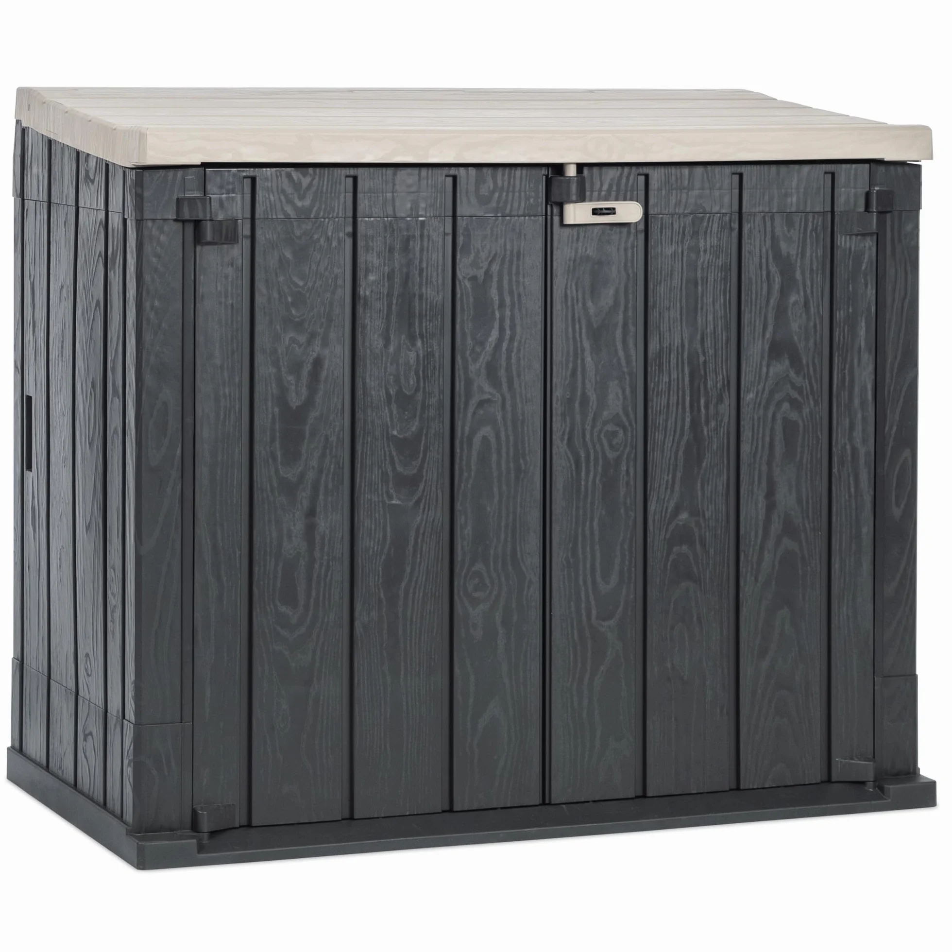 TOOMAX Stora Way Baule da 842L portattrezzi effetto legno antracite/grigio tortora 129,5x74,5x111h cm
