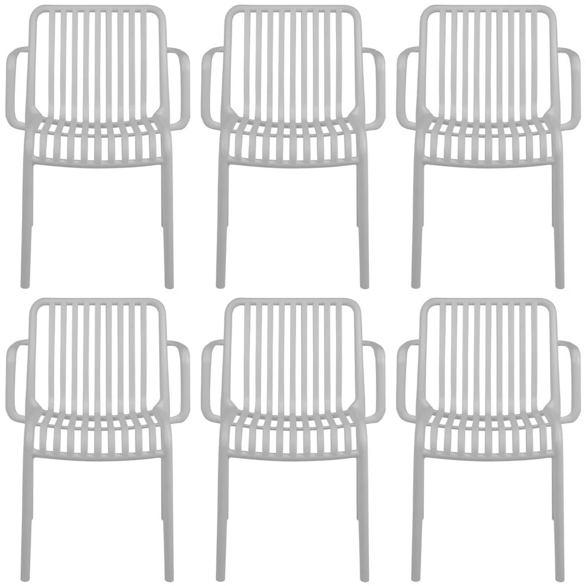 Set 6 Sedie Impilabili in Polipropilene Anti-UV per Esterno Interno, Bianco