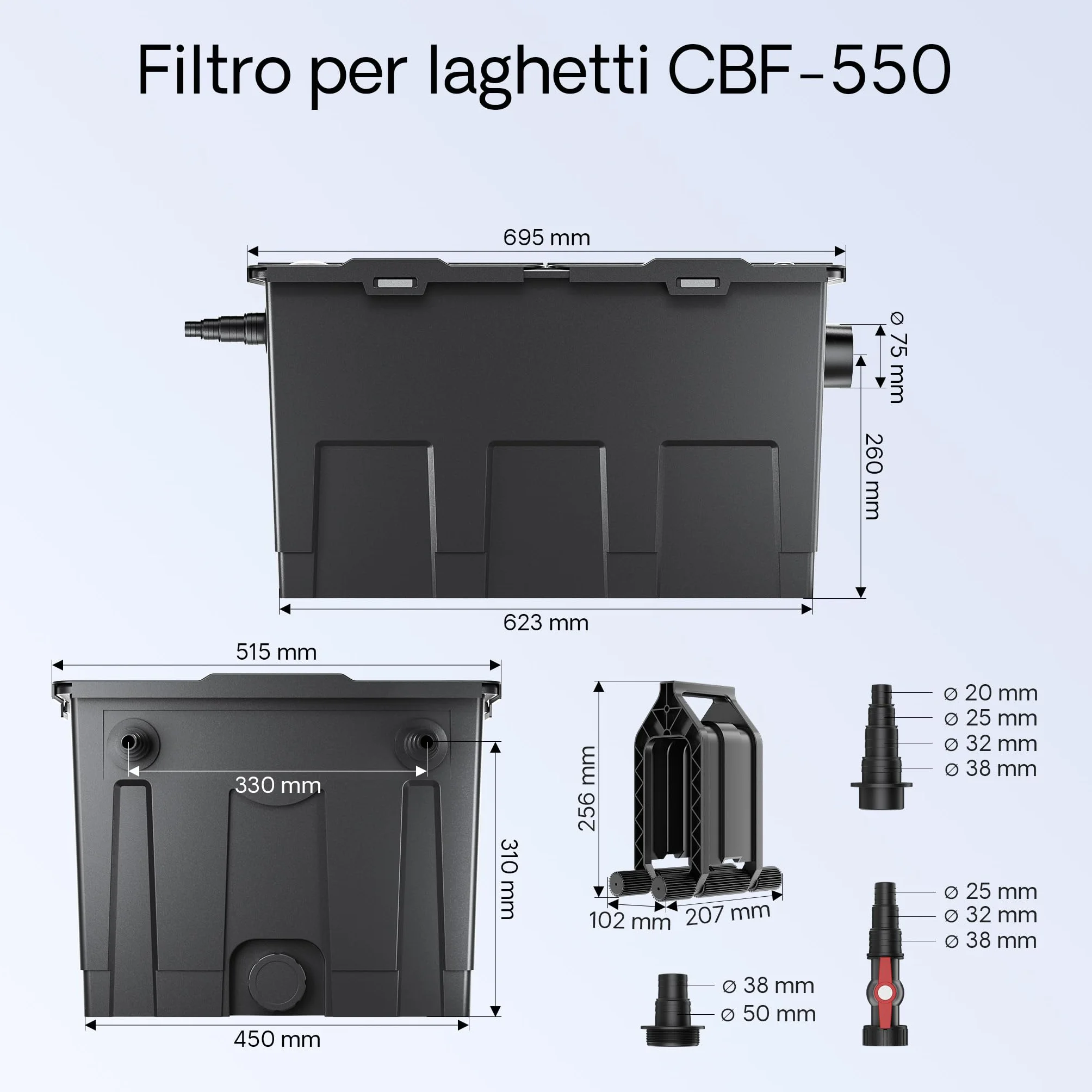 Set Filtro SunSun 60.000l Chiarificatore 36W Pompa NEO10000 80W