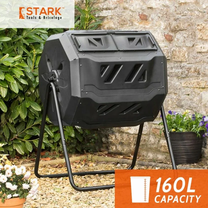 Compostiera Girevole 160L composter da Giardino Due Scomparti Abacus