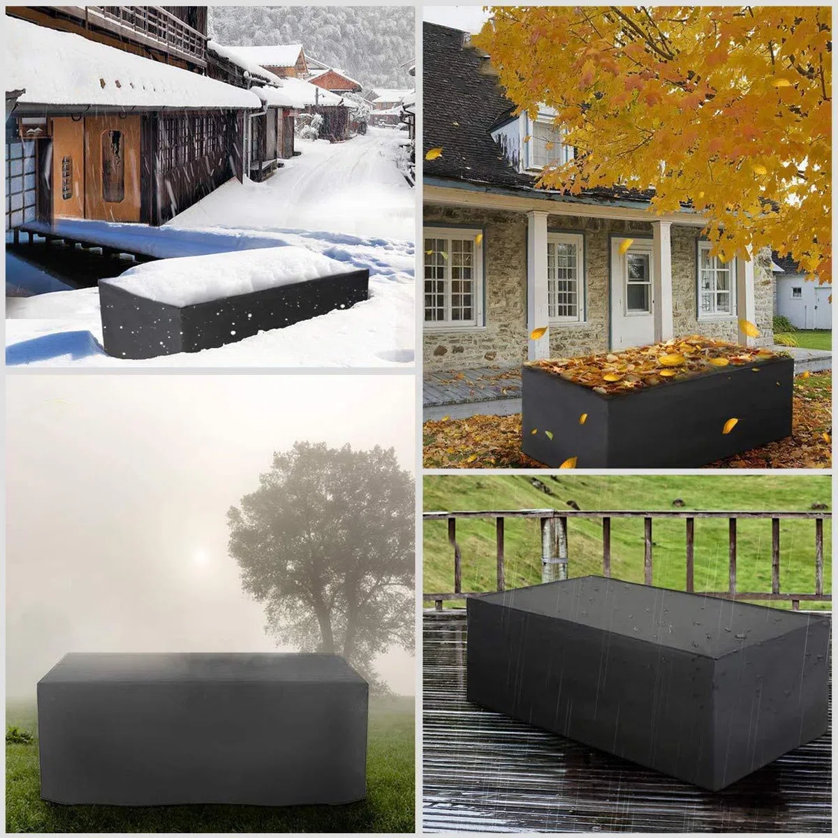 Copertura per mobili da Giardino, Tutte Le Taglie Copertura Tavolo Esterno Rettangolare, Telo Copri Impermeabili per Tavolo e Sedie da Antivento/UV/Impermeabile, Resistente allo Strappo Oxford